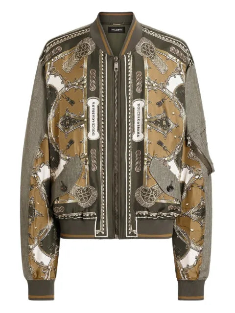 Dolce & Gabbana cargo-print oversized twill bomber jacket