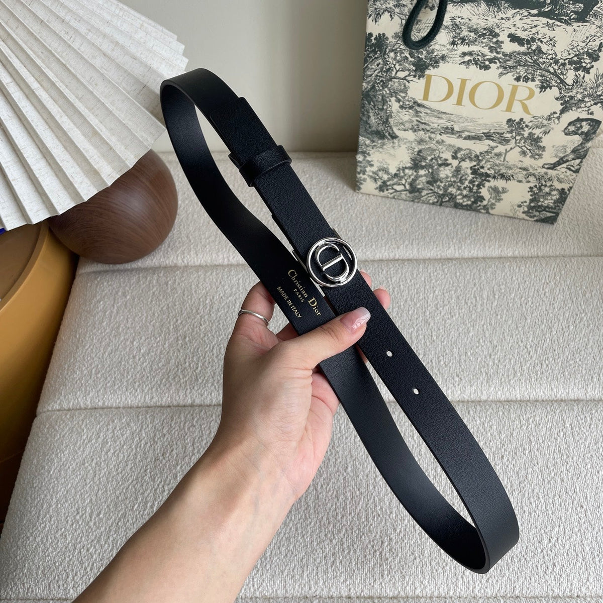 DIOR 25S BELT 25 MM IN BLACK CALFSKIN 572158