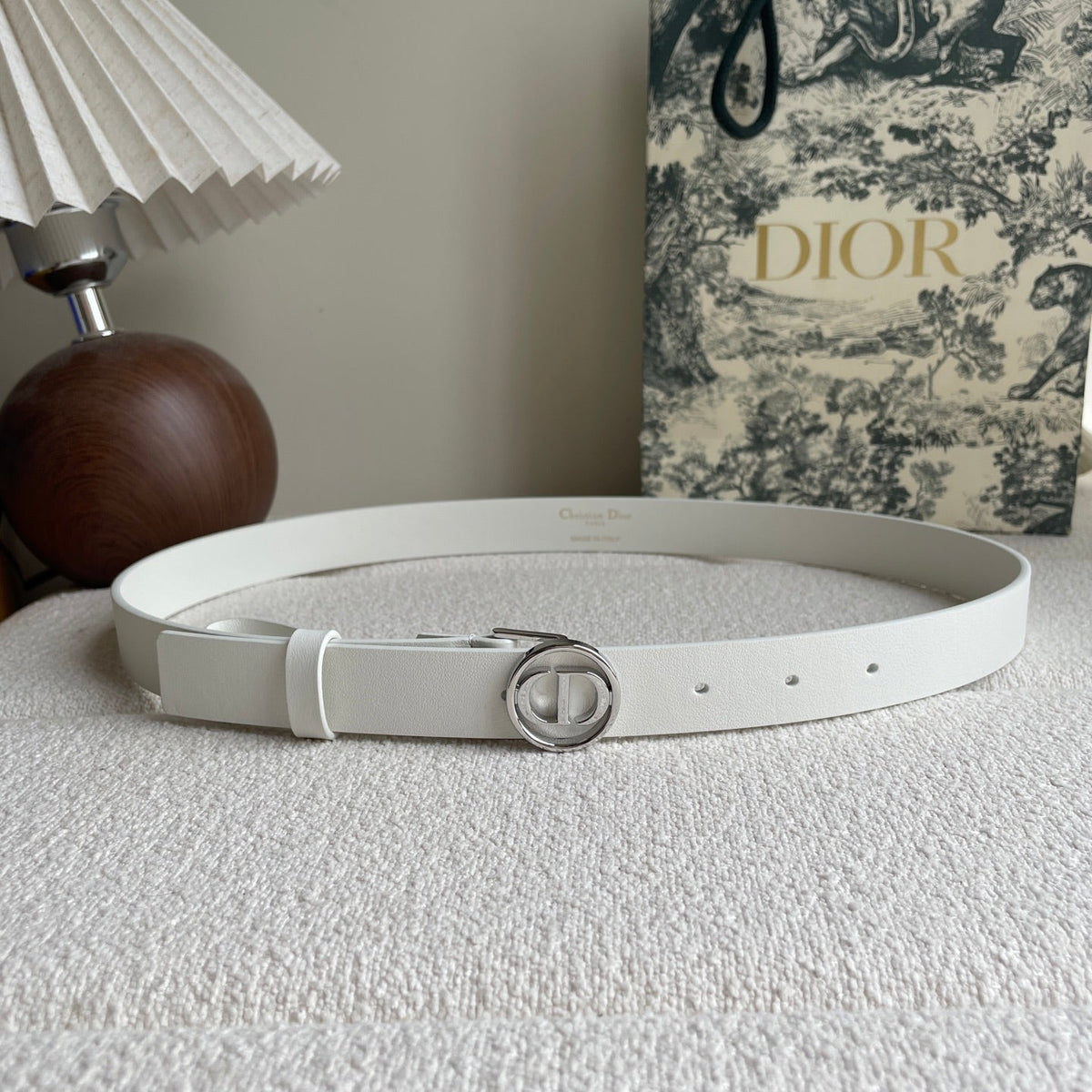 DIOR 25S BELT 25 MM IN WHITE CALFSKIN 572159